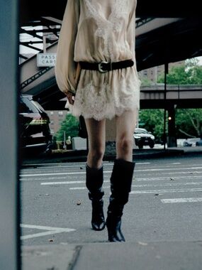 Y2K ZARA  Chocolate Brown satin (scrunchie option) Knee-High Women's Boots
